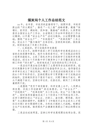 2024年煤炭局个人工作总结范文