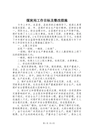 2024年煤炭局工作目标及整改措施