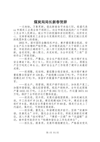 2024年煤炭局局长新春贺辞