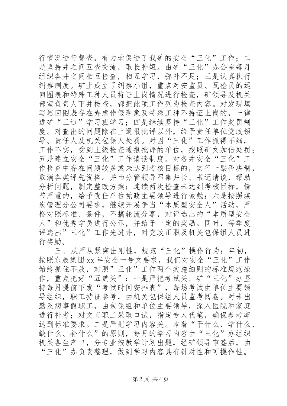 2024年煤炭企业安全三化工作总结_第2页