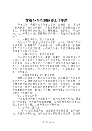 2024年村级扫黑除恶工作总结