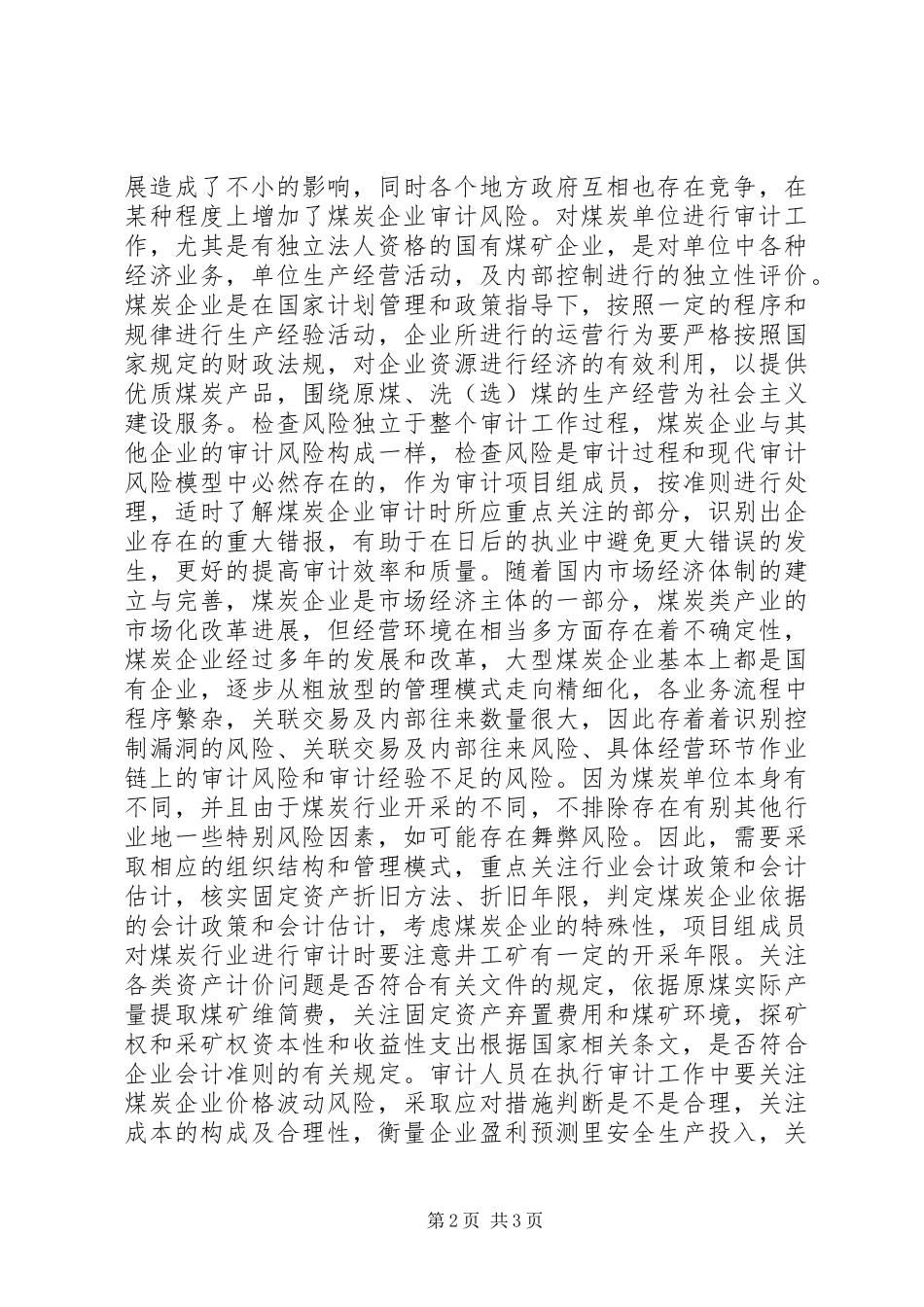2024年煤炭企业审计风险及对策_第2页