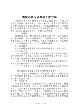 2024年煤炭市场专项整治工作方案