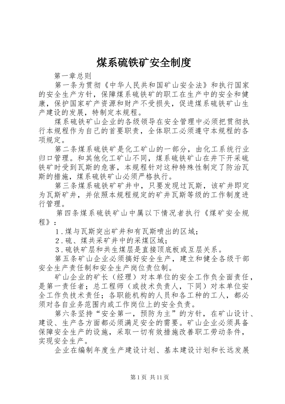 2024年煤系硫铁矿安全制度_第1页