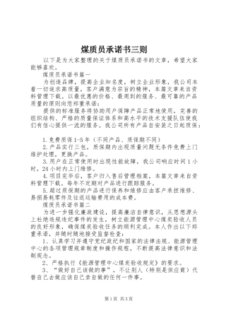 2024年煤质员承诺书三则