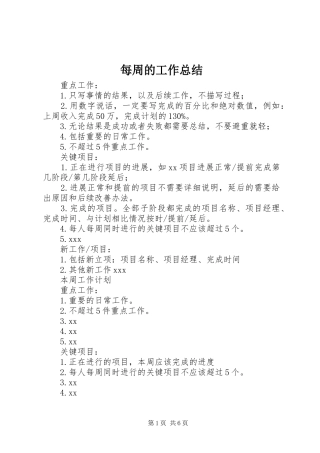 2024年每周的工作总结