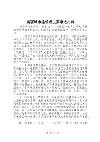 2024年美丽城市建设者主要事迹材料