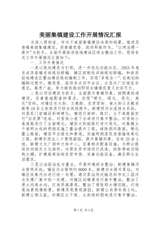 2024年美丽集镇建设工作开展情况汇报