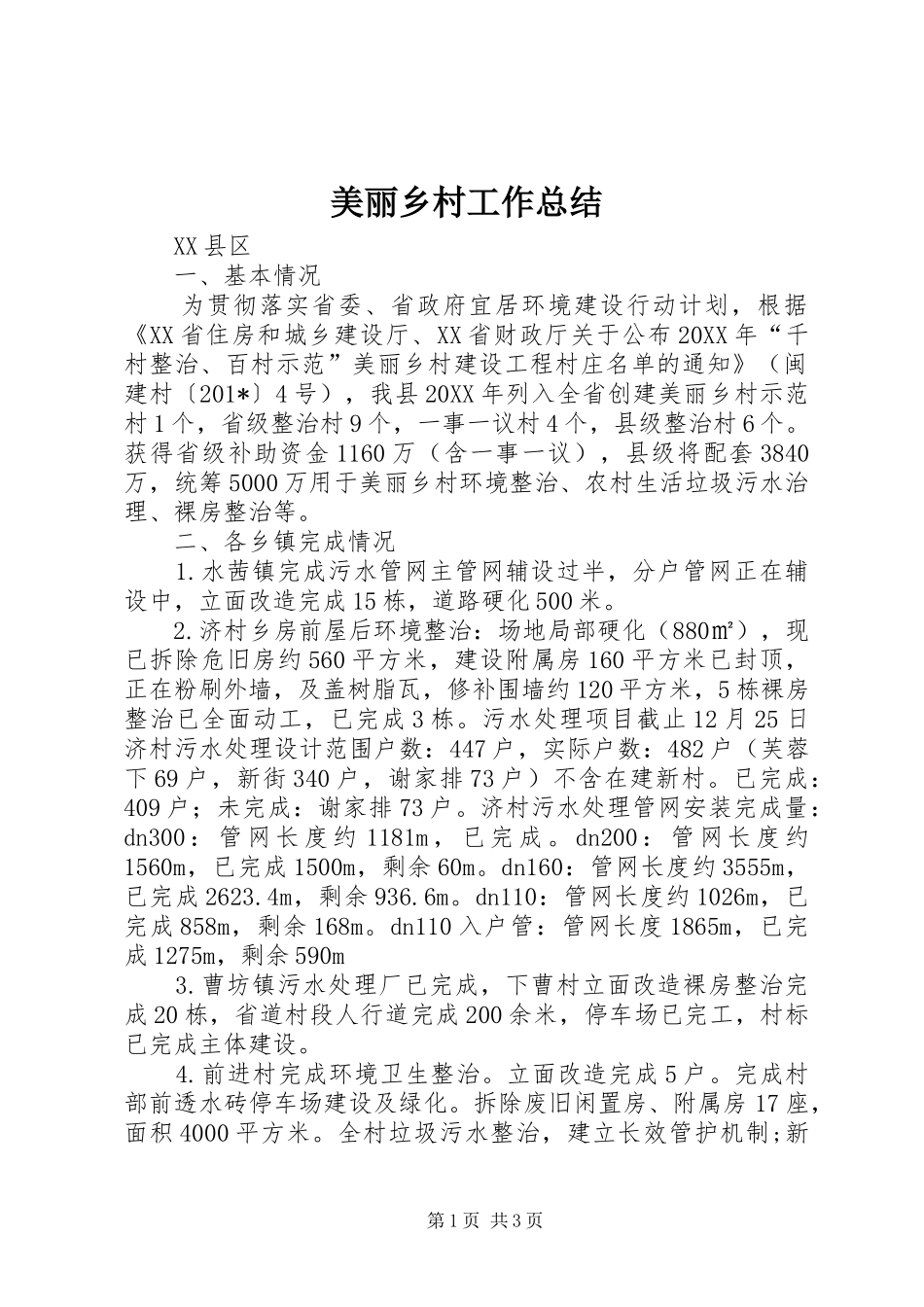 2024年美丽乡村工作总结_第1页