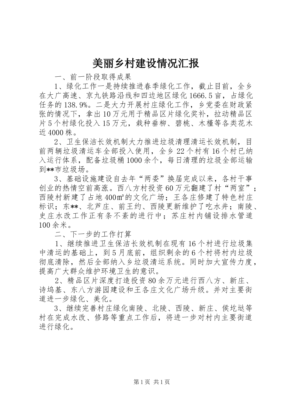 2024年美丽乡村建设情况汇报_第1页