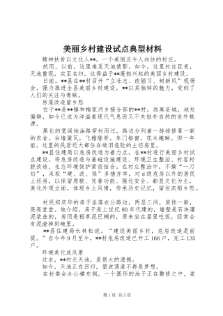 2024年美丽乡村建设试点典型材料