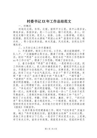 2024年村委书记工作总结范文