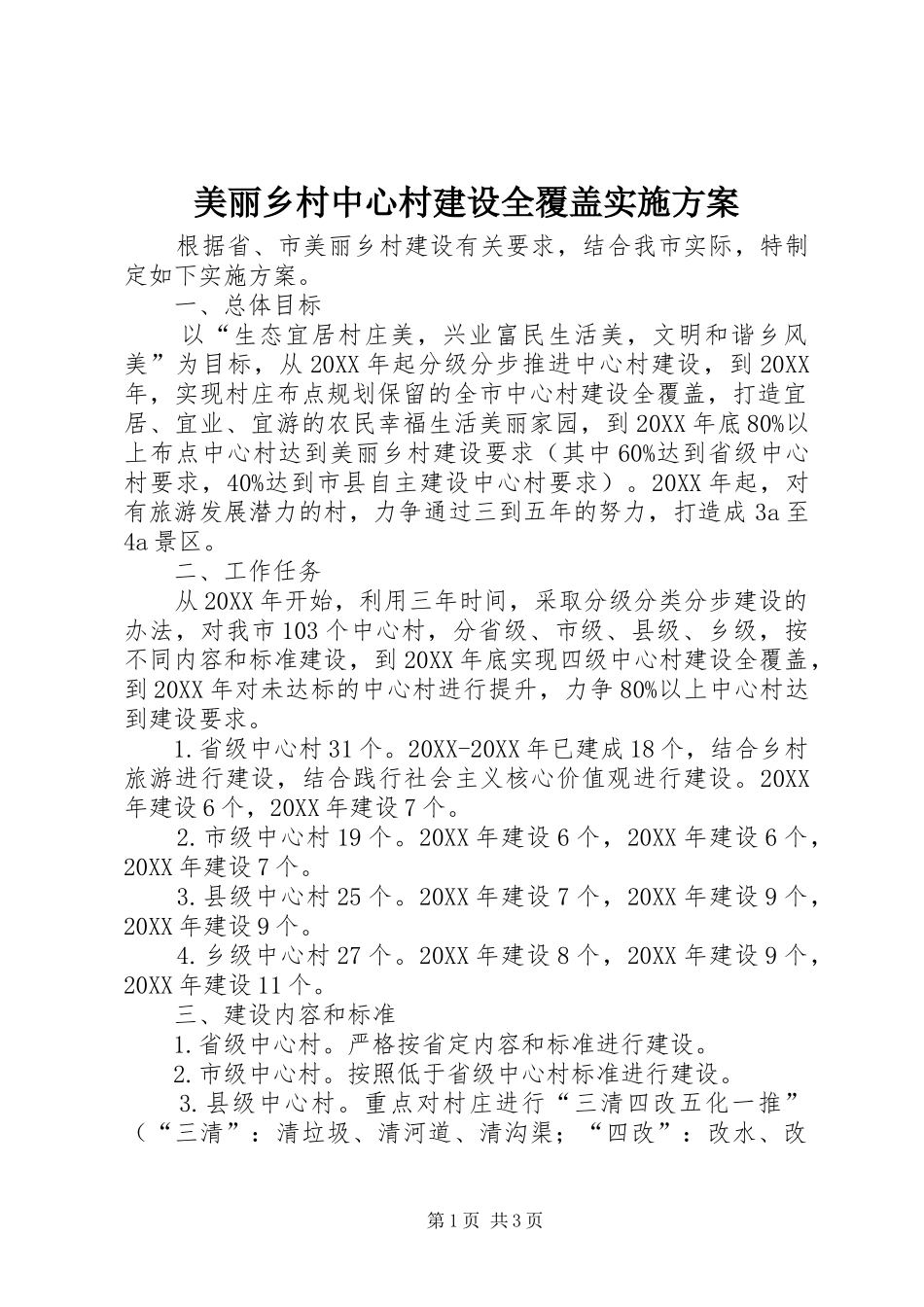 2024年美丽乡村中心村建设全覆盖实施方案_第1页