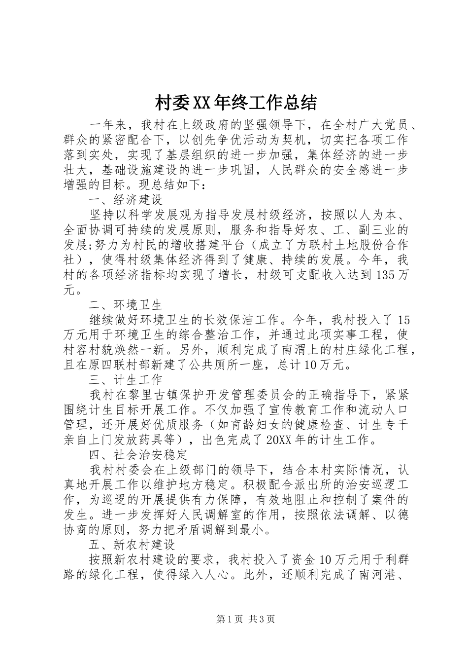 2024年村委终工作总结_第1页