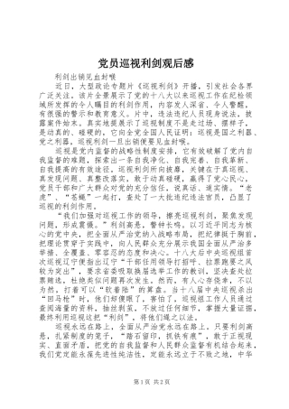 2024年党员巡视利剑观后感