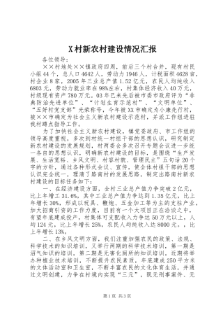 2024年村新农村建设情况汇报