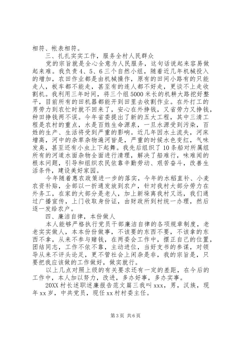 2024年村长述职述廉报告_第3页