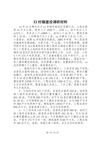 2024年村镇建设调研材料