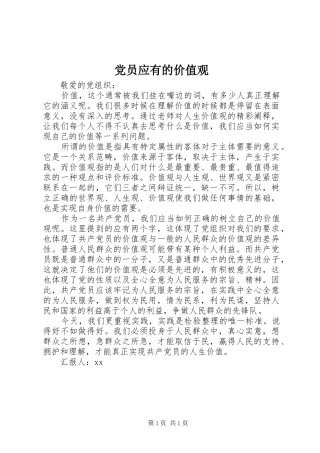 2024年党员应有的价值观