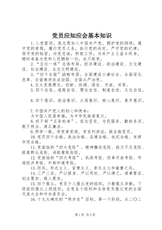 2024年党员应知应会基本知识