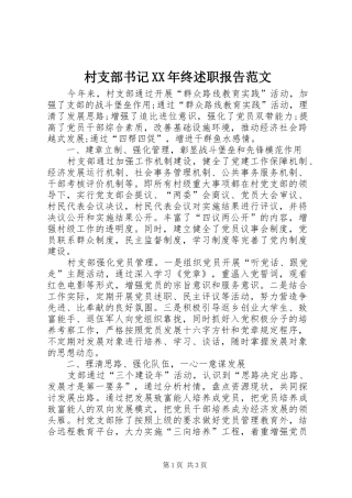 2024年村支部书记终述职报告范文