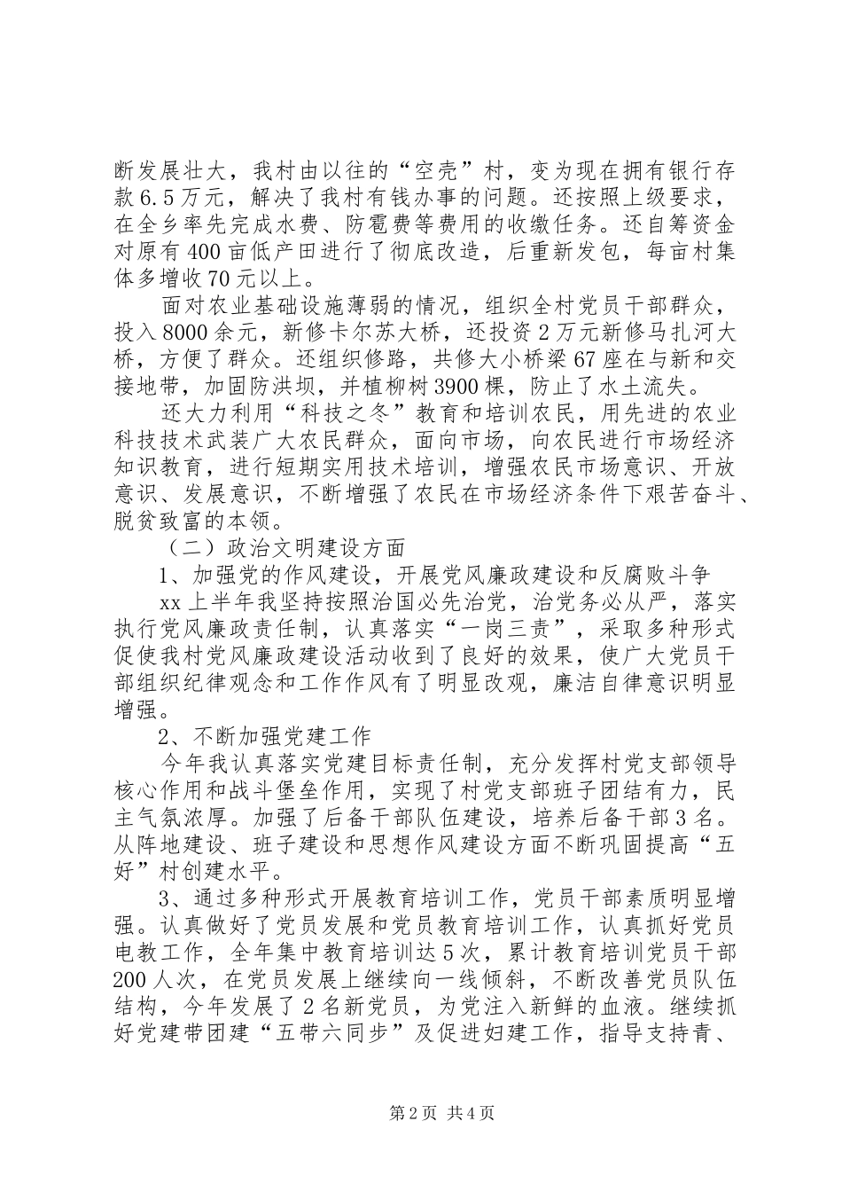 2024年村支书个人工作总结范文_第2页