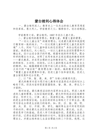 2024年蒙台梭利心得体会