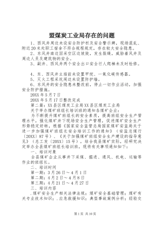 2024年盟煤炭工业局存在的问题