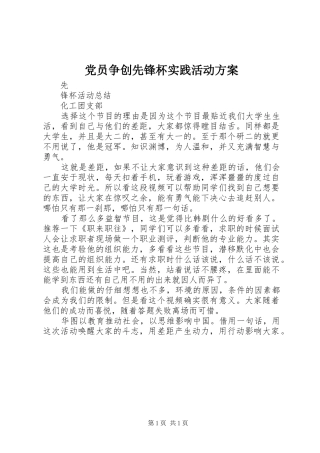 2024年党员争创先锋杯实践活动方案