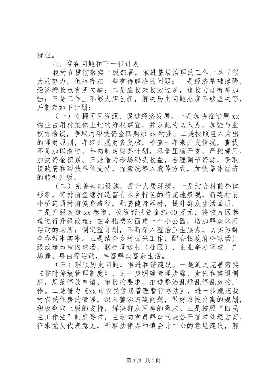 2024年村主要工作总结和下一步计划_第3页