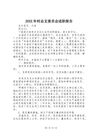 2024年村总支委员会述职报告