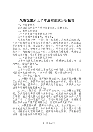 2024年米瑞派出所上半年治安形式分析报告