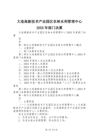 2024年大连高新技术产业园区农林水利管理中心部门决算