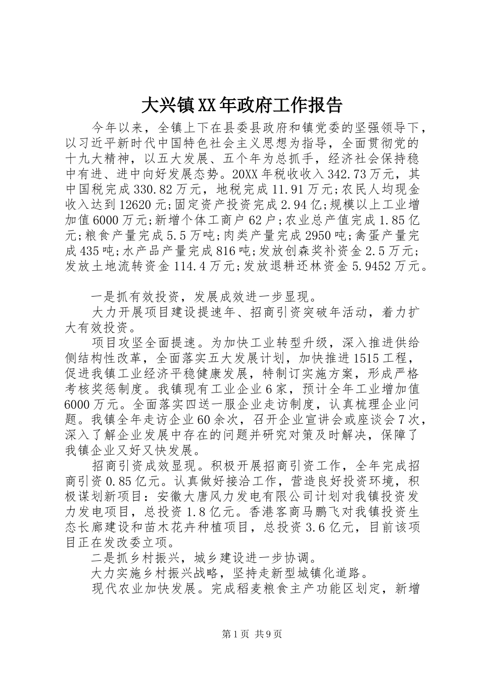 2024年大兴镇政府工作报告_第1页