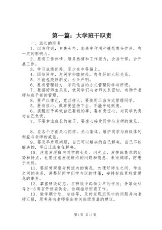 2024年大学班干职责