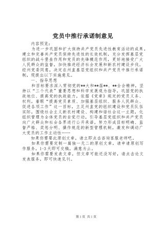 2024年党员中推行承诺制意见