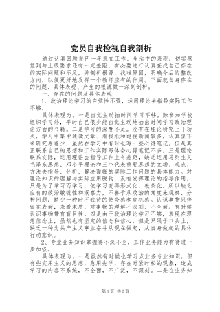 2024年党员自我检视自我剖析