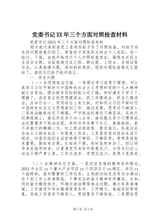 2024年党委书记三个方面对照检查材料