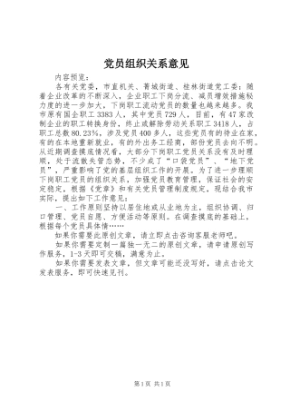 2024年党员组织关系意见