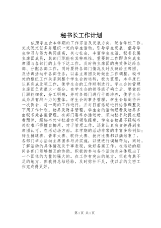2024年秘书长工作计划