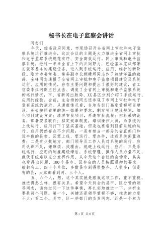 2024年秘书长在电子监察会致辞