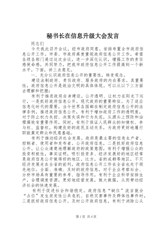 2024年秘书长在信息升级大会讲话