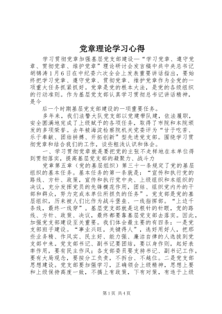 2024年党章理论学习心得