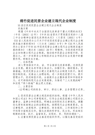 2024年绵竹促进民营企业建立现代企业制度