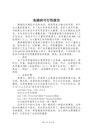 2024年免烧砖可行性报告