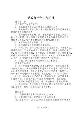 2024年党政办半年工作汇报