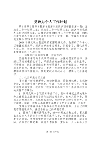 2024年党政办个人工作计划