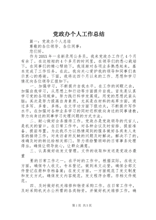 2024年党政办个人工作总结