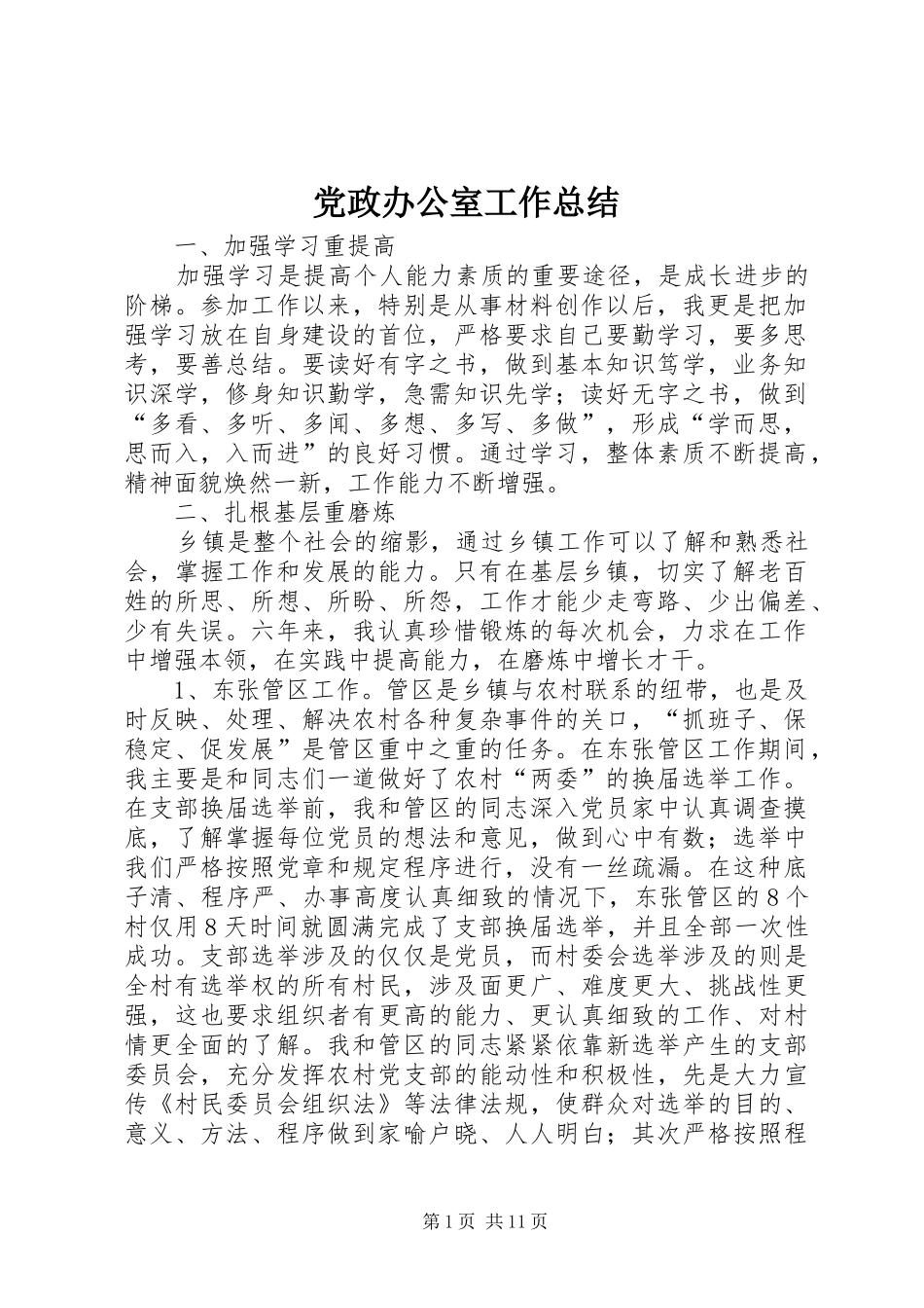 2024年党政办公室工作总结_第1页