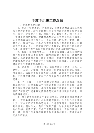 2024年党政党组织工作总结